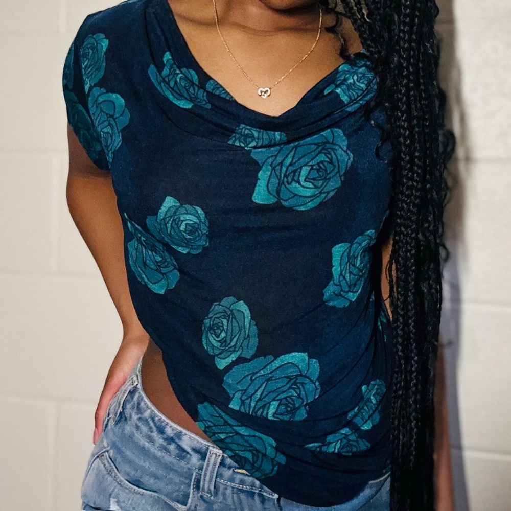 mesh floral top, medium/large